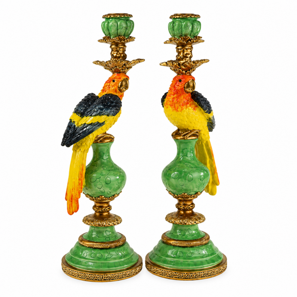 Werner Voß Kaarsenhouder papegaai set 2 stuks, multi, polyresin, 14x13x39,5 cm
