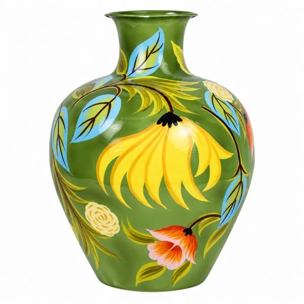 Colmore by Diga vaas groen handbeschilderd enamel 32x32x39cm