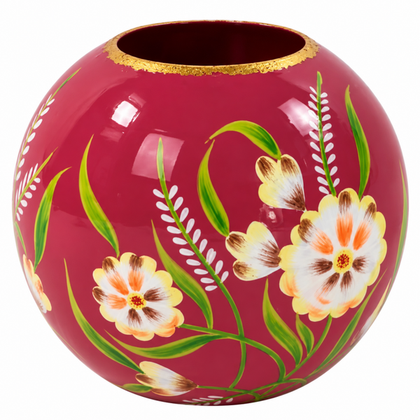 Colmore by Diga Vaas roze met bloemen  Ø24x24cm