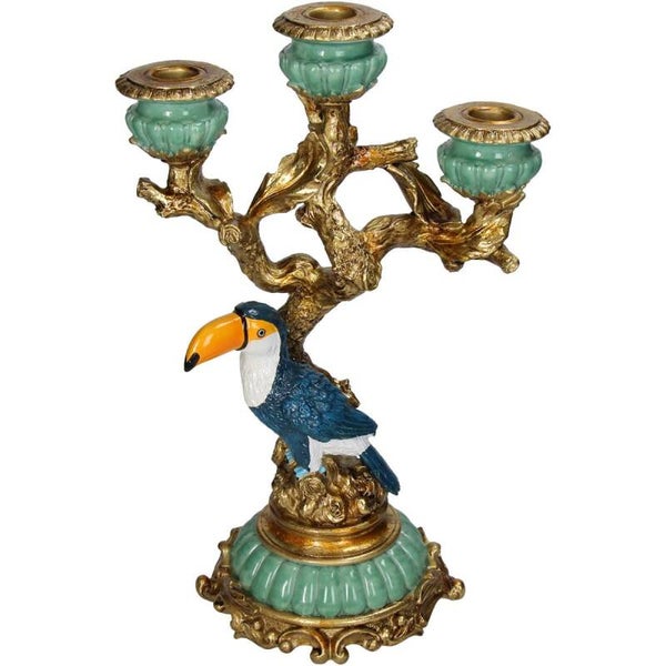 Kandelaar-bird-toekan-polyresin 21x14x33.5
