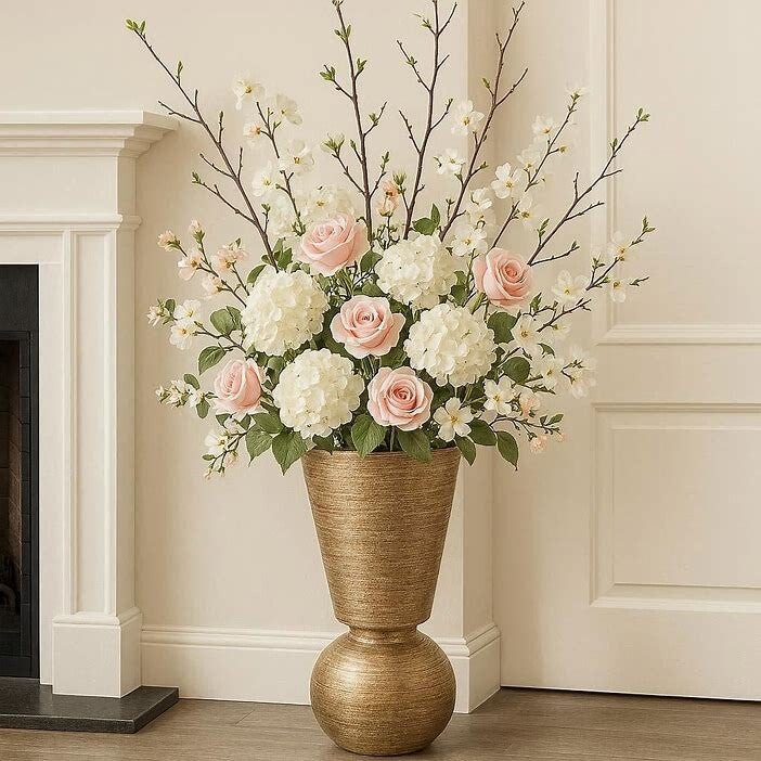 Colmore by Diga-vaas-Katoengoud XL-Metaal-25x25x63cm