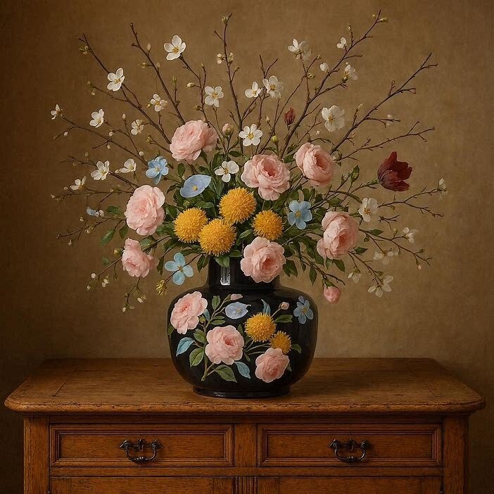 Colmore by Diga-vaas Flowers-Handbeschilderd Enamel-Donkerpaars-42x42x42cm