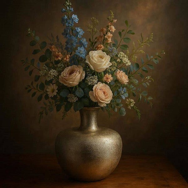 Colmore by Diga-vaas-Katoenzilver L-Metaal-29x29x34cm