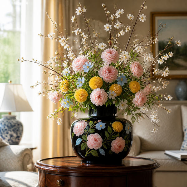 Colmore by Diga-vaas Flowers-Handbeschilderd Enamel-Donkerpaars-42x42x42cm