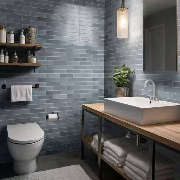 Lakeview Denim 3 in. x 12 in. Glossy Ceramic Subway Wall Tile (5.5 sq. ft./Case)