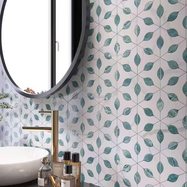 Alicante Esmeralda Green Hexagon 7.88 in. x 9.45 in. Matte Porcelain Floor and Wall Tile (9.9 sq. ft. /Case)