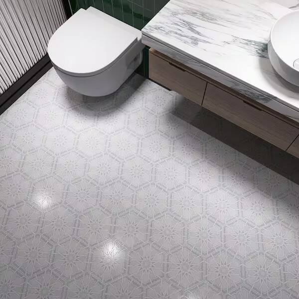 Radiant White Hexagon 7.88 in. x 9.45 in. Matte Porcelain Floor and Wall Tile (9.9 sq. ft. /Case)