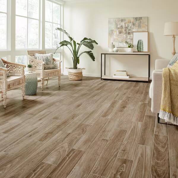 Trace Meadow 6 in. x 36 in. Golden Brown Glazed Porcelain Floor and Wall Tile (14.5 sq. ft./Case)