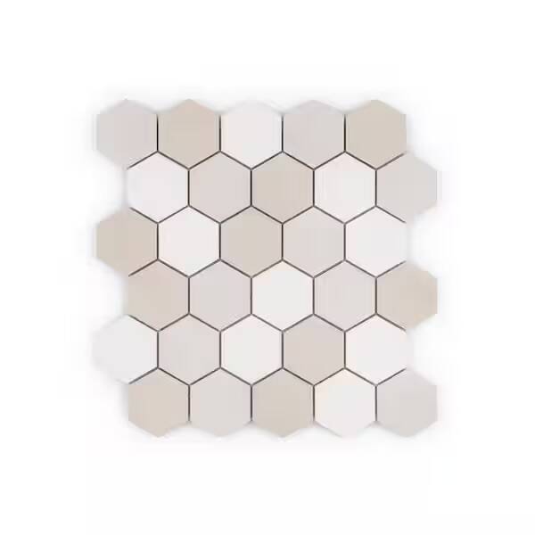 Earthen Loft Cream 11.25 in. x 11.75 in. Hexagon Honed Terrazzo Wall and Floor Mosaic Tile (13.77 sq. ft. /Case)