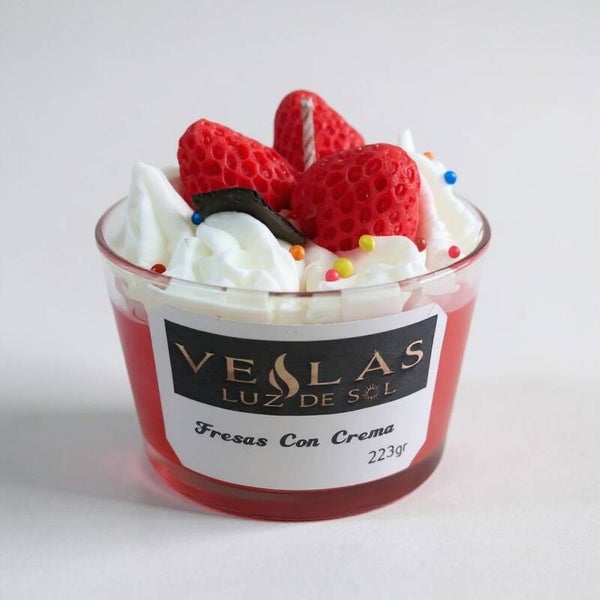 Vela Aroma Fresas con Crema Tipo Postre