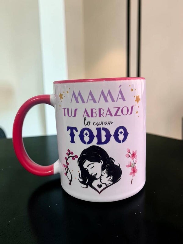 Taza 11 oz Blanco con rojo personalizada 10 de mayo