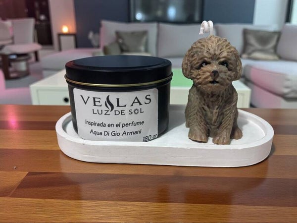Vela de Envase Aqua Di Gio Armani + Figura de Perrito 245gr