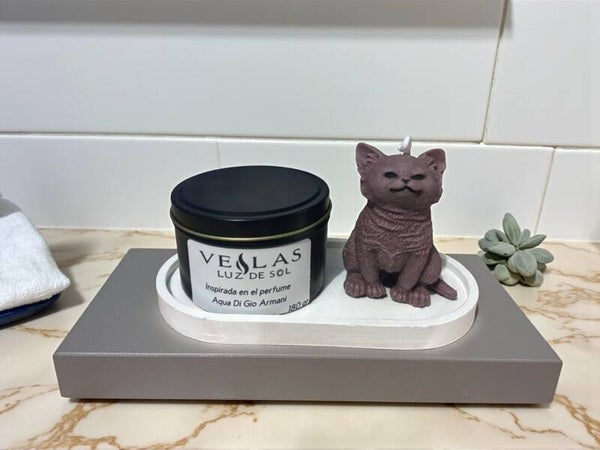 Vela de Envase Aqua Di Gio Armani + figura de Gato 265gr