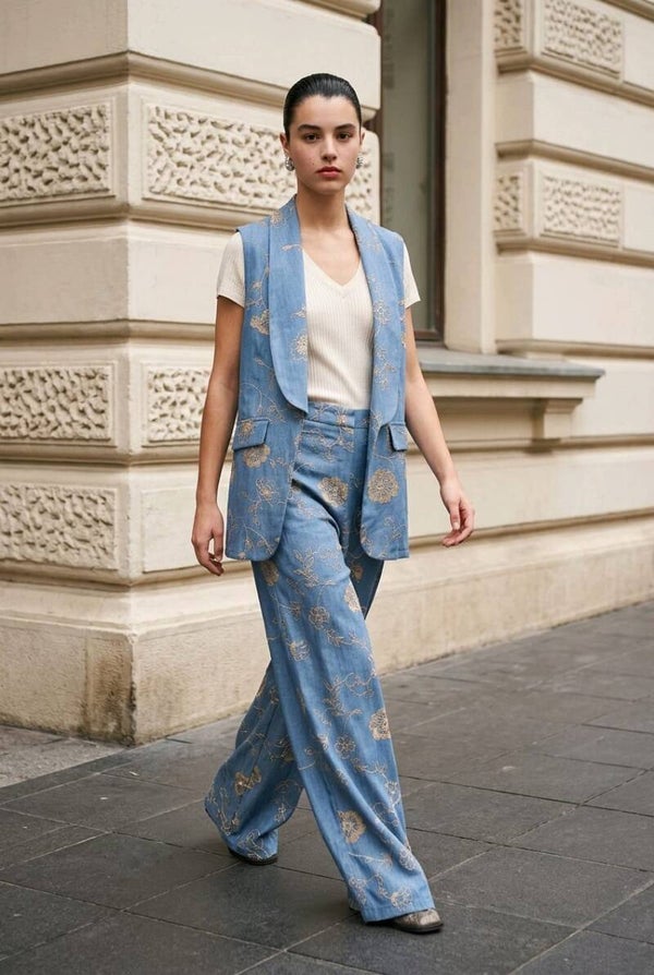 Conjunto Flor Bordada