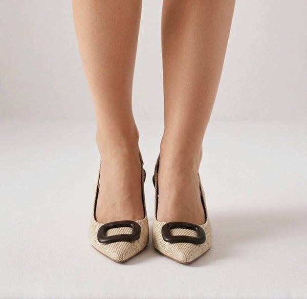 Tacón Beig Hebilla Marrón chocolate