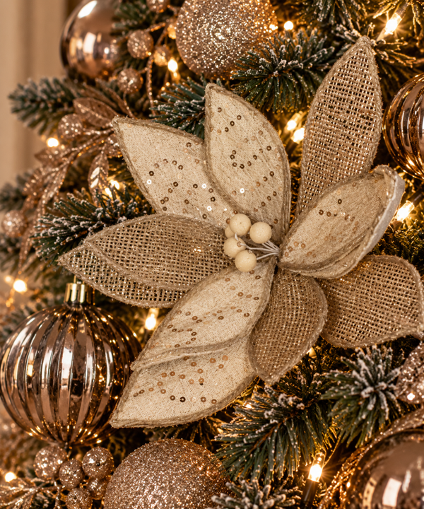 Kerst Kunstbloem ‘Kerstster’ | Jute Naturel | 30cm