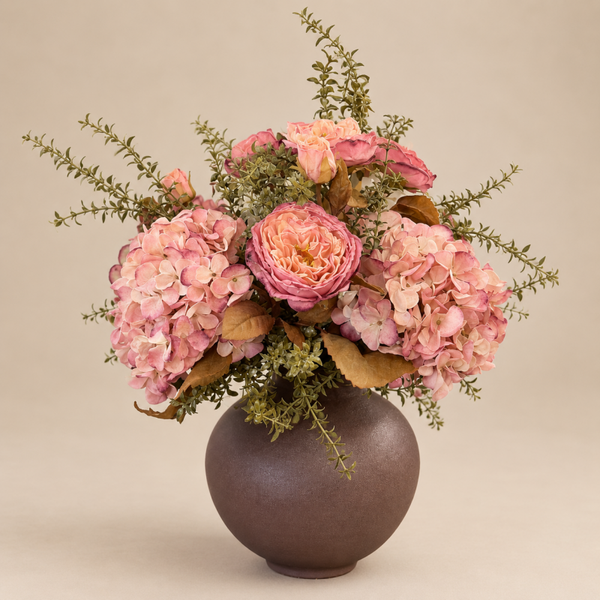 Zijden Bloemen Boeket ‘Hortensia’ | Inclusief Vaas