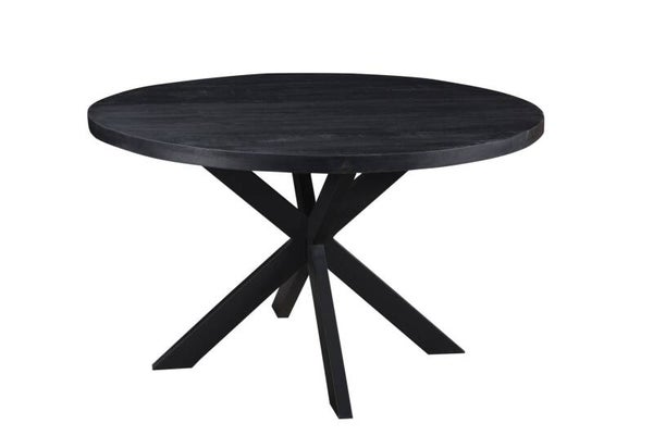 Ronde Eettafel 'Kala' – Zwart Mangohout & Staal | 150 cm