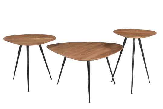 Salontafel Set van 3 | Brix ‘Loua’ – Organisch Mangohout & Staal