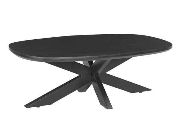 Deens Ovale Salontafel 'Jesper' – 120 cm | Zwart Mangohout & Staal