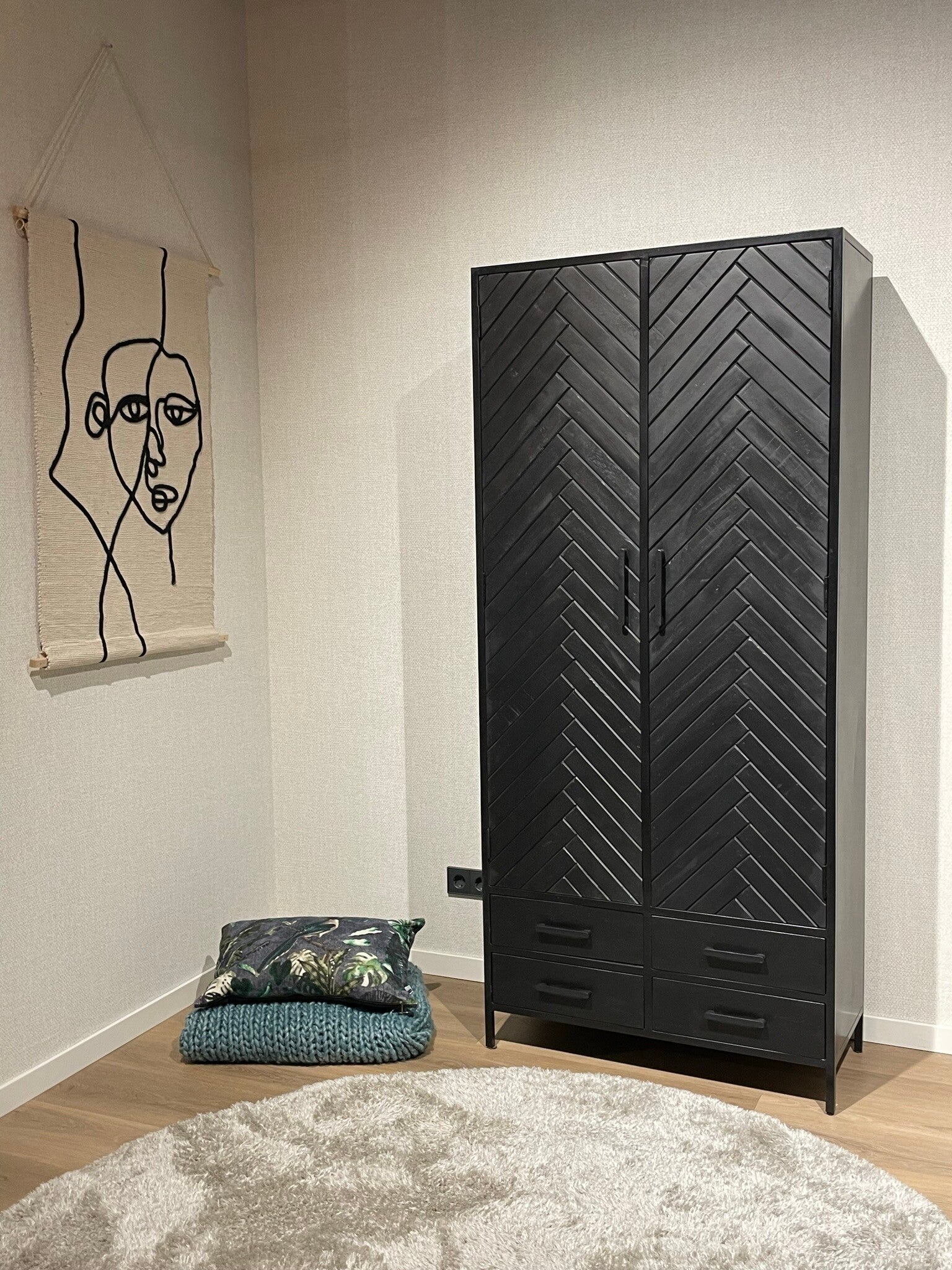 Opbergkast 'York 2' Zwart | 90 cm