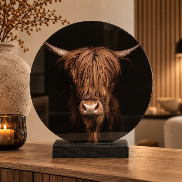 Rond Glas Schilderij Met Voet | Hooglander |  32cm