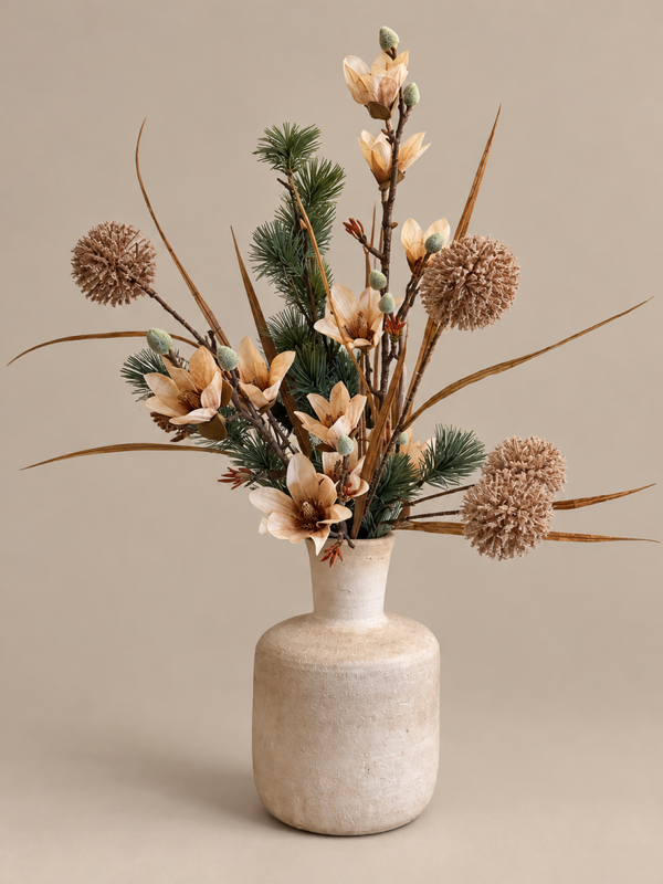 Zijden Bloemen Boeketje ‘Taupe Xmas’ | Met of zonder vaas