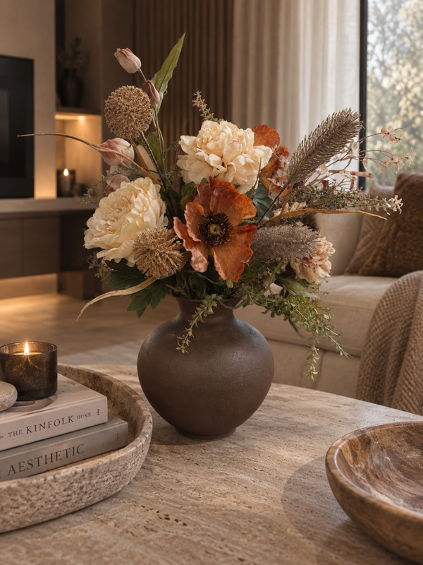 Zijden Bloemen Boeket ‘Herfst’ | Inclusief Vaas