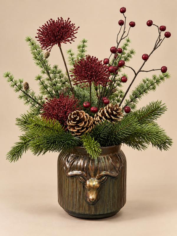 Zijden Bloemen Boeketje Met Vaas ‘Berry’