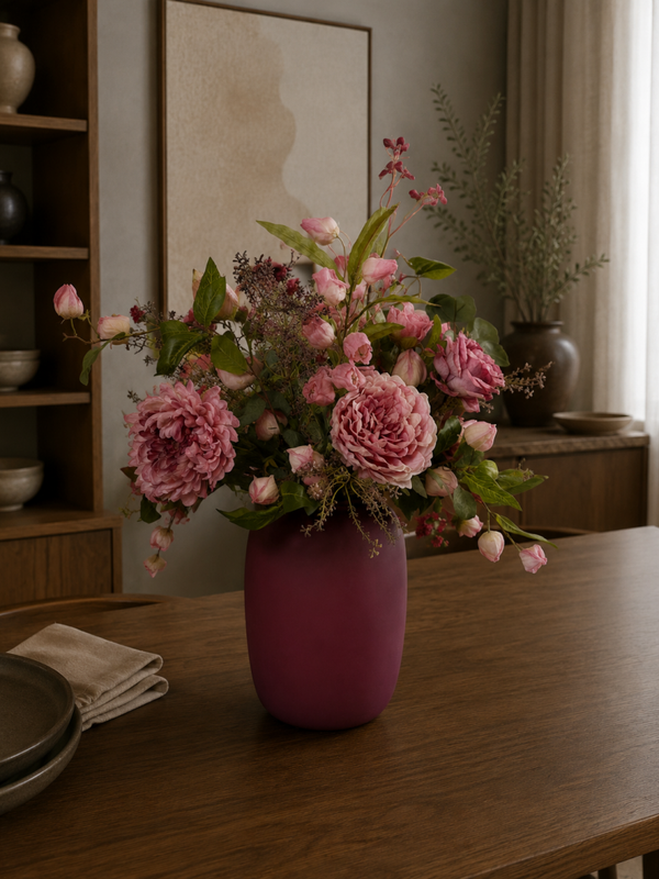 XL Zijden Bloemen Boeket ‘Autumn Burgundy’ | Inclusief Artic M Vaas