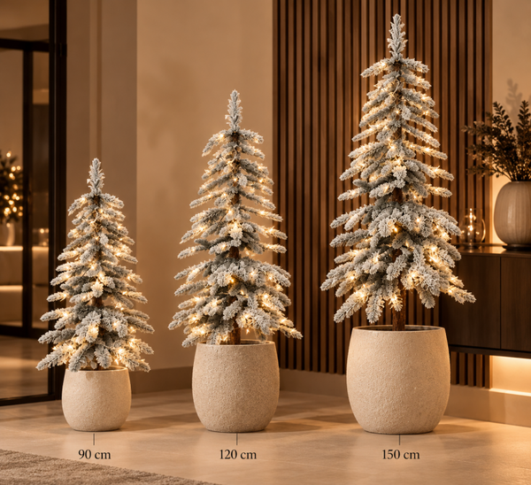 PRE ORDER Sneeuw Kerstboom Smal Op Stam | Verkrijgbaar in 3 maten