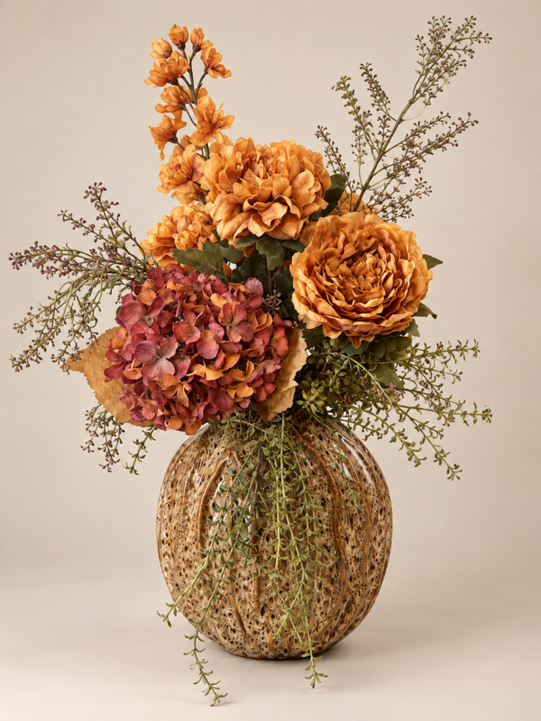 Zijden Bloemen Boeket ‘Herfst’ | Inclusief Vaas | H62cm