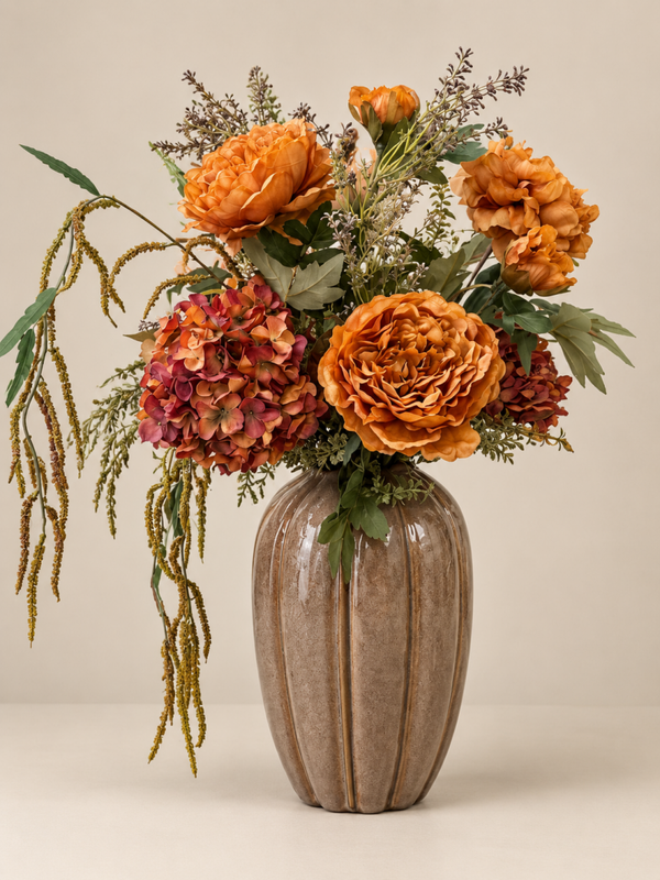 Zijden Bloemen Boeket ‘Herfst’ | Inclusief Vaas