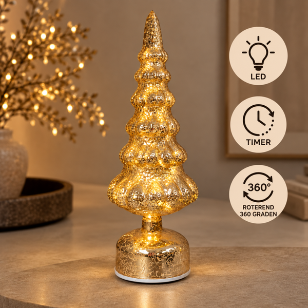 Roterende LED Kerstboom Shiney Gold | 32cm