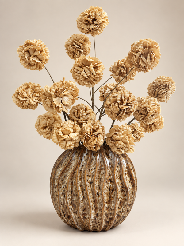 Vaas Ovaal Plat | Inclusief Kunstbloemen | H80cm