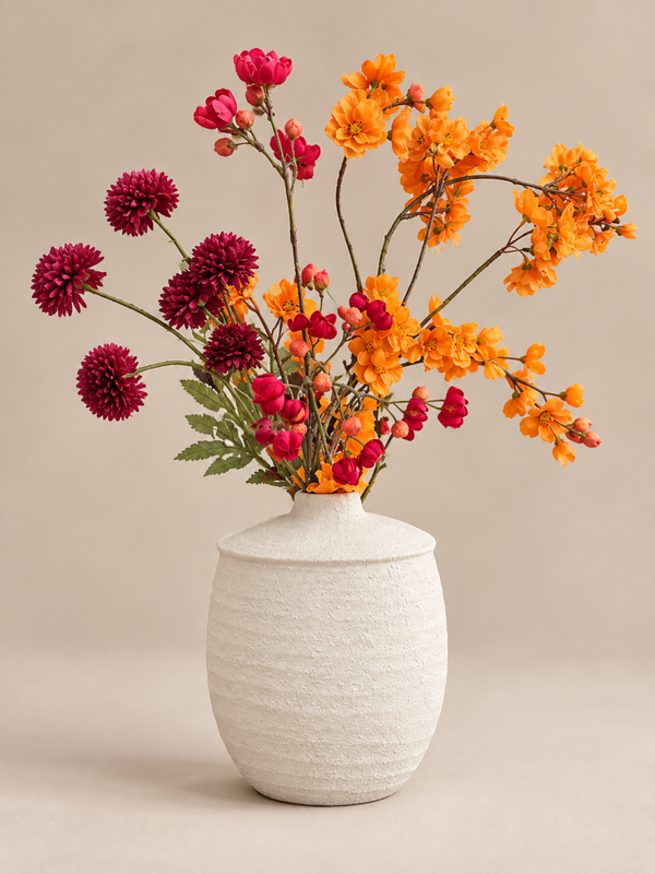 Vaasje Met Zijden Bloemen | H50cm