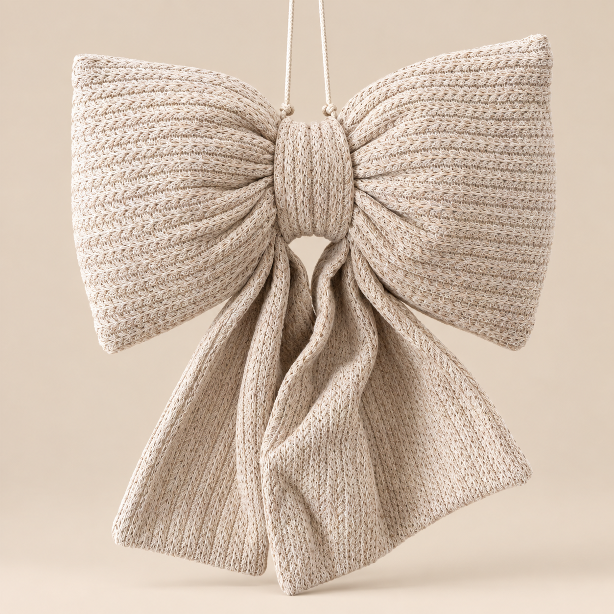 Sier Kussen Strik Met Hanger | Beige Glitter | Verkrijgbaar in 3 maten