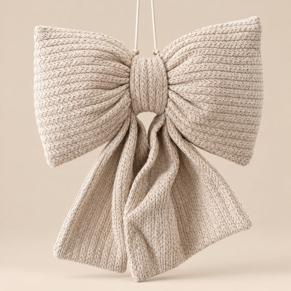 Sier Kussen Strik Met Hanger | Beige Glitter | Verkrijgbaar in 3 maten