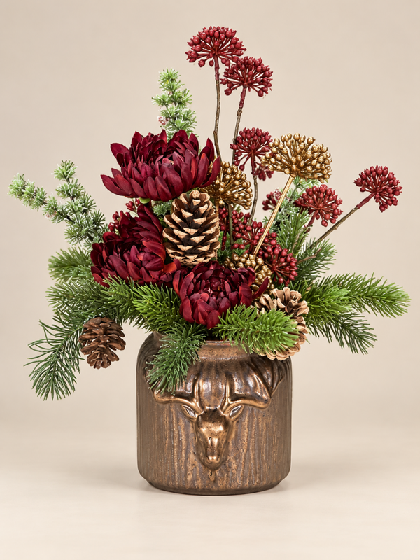 Kerst Bloemstukje Inclusief Pot Hert