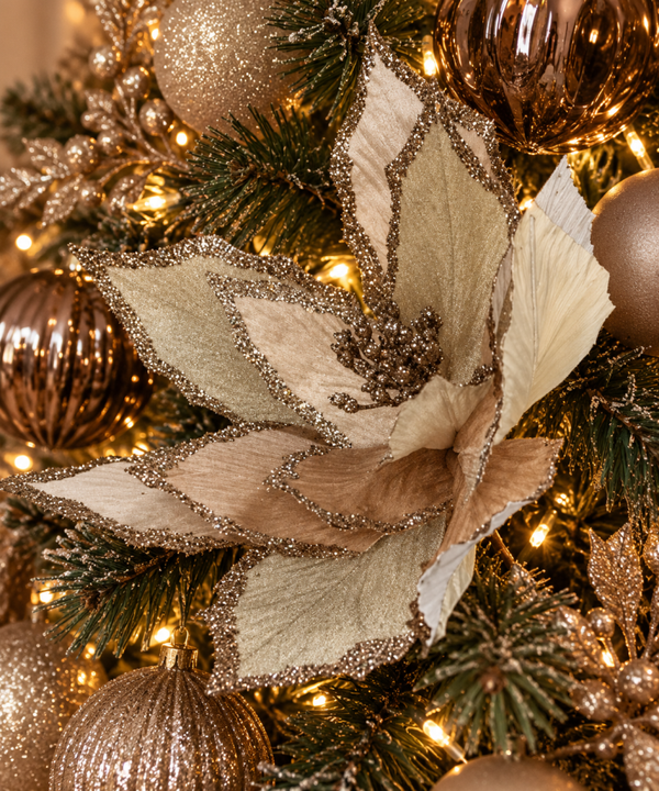 Kerst Kunstbloem ‘Kerstster’ | Velvet Champagne | 30cm