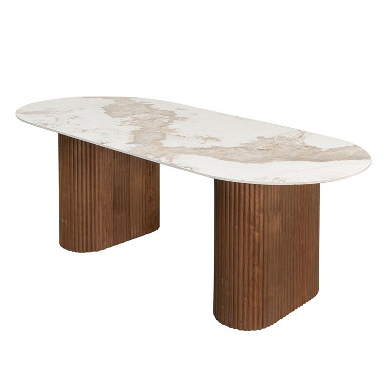 Eettafel 'Urban Chique' | Marmer/Walnoot | 220cm