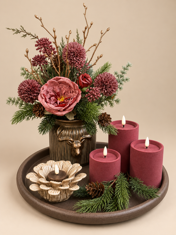 Tafeldecoratie Set ‘Oud Roze Kerst’