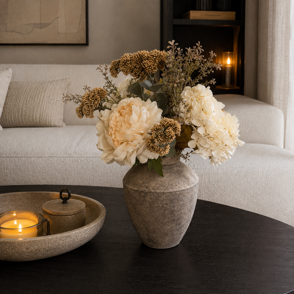 Salontafel Zijden Boeket Met Vaas | Beige/Taupe