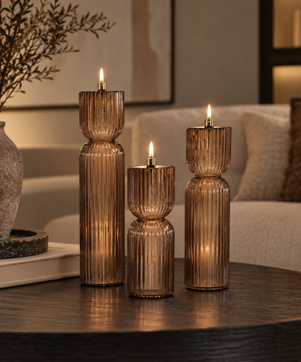 Luxe Olielampen Set Van 3 | Ribbel Champagne | 3st