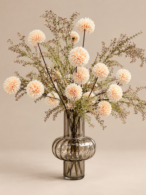 Amber Vaas Inclusief Zijden Bloemen | H69cm