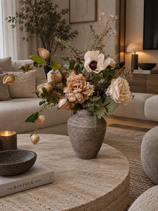 Zijden Bloemen Boeket ‘Lampion’ | Inclusief Vaas