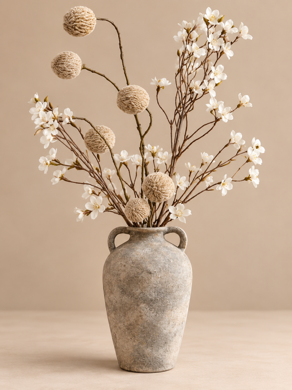 Kruikvaas Met Kunstbloemen | H62cm