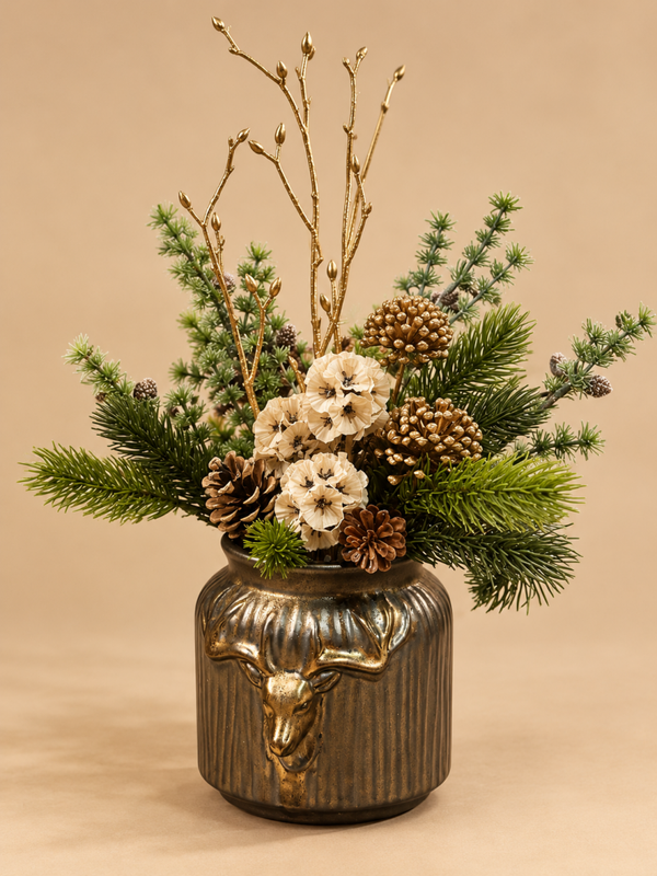 Kerst Zijden BloemStukje Met Vaasje