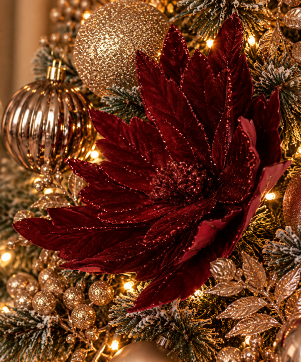 Kerst Kunstbloem ‘Kerstster’ | Velvet Rood | 34cm