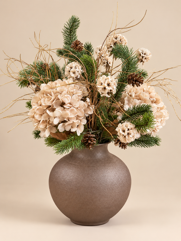 Zijden Bloemen Boeket ‘Xmas’ | Inclusief Vaas